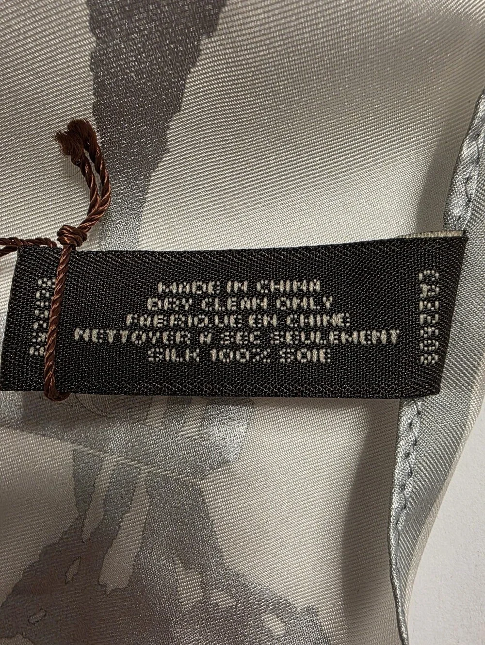 Coach 100% Silk Metallic Silver Signature C Square Scarf ~28